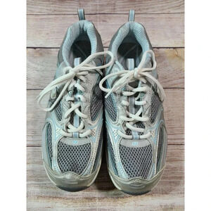 Skechers Shape Ups Women's Walking Toning Shoes Size 8 Gray Silver Blue Fitness